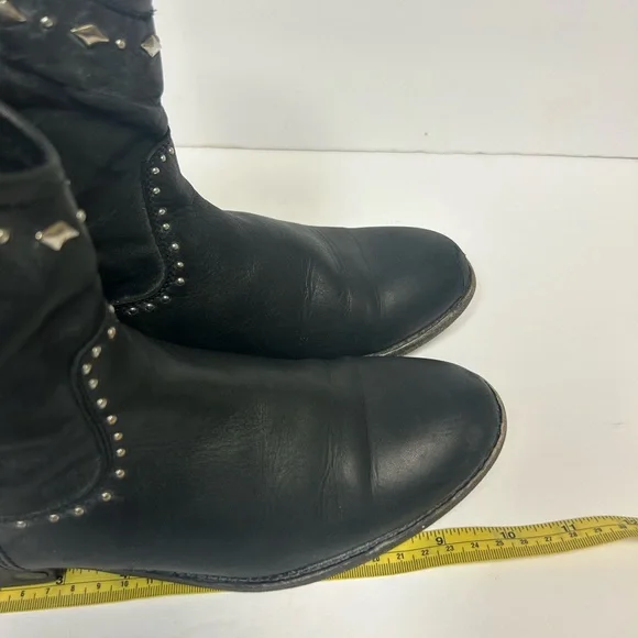 Frye Melissa Studded Boots Vintage Short Ankle Black Leather Women Sz 7 Moto - Picture 16 of 16